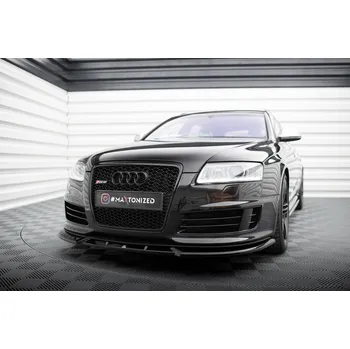 Maxton Design spoiler pod přední nárazník ver.2 pro Audi RS6 C6, černý lesklý plast ABS