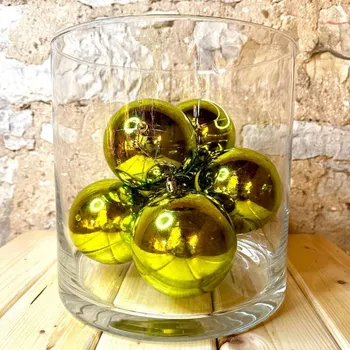 Vánoční dekorace DECOLED Plastová koule, prům. 10 cm, jablkově zelená, 6x lesklá