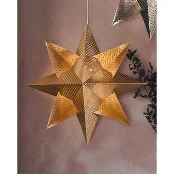 Vánoční dekorace SIRIUS LED závěsná dekorace, hvězda, zlatá, závěsná, pr. 33 cm