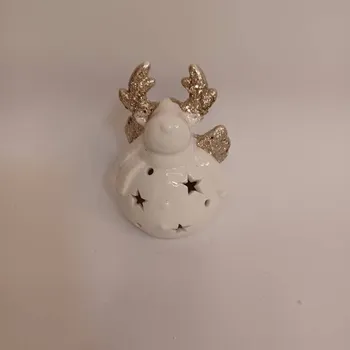 Velikonoční dekorace DECOLED Keramický sob, 7,3 x 6,5 x 9,3 cm, teple bílá, 2xLR44