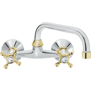 Vodovodní baterie Herz Stil z46 - baterie kuchyňská Design: chrom/zlato, #UH07261: Baterie kuchyňská, kohoutková, Stil z46