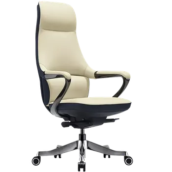 REYA, židle kancelářská, titan kříž, krémová kůže/antracit PU