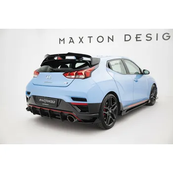 Nárazník Maxton Design "Street Pro" difuzor zadního nárazníku pro Hyundai Veloster N Mk2, plast ABS bez povrchové úpravy, s červenou linkou