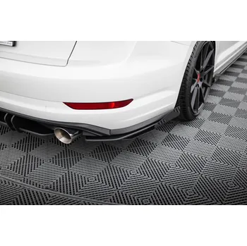 Auto-moto Maxton Design "Street Pro" boční difuzory pod zadní nárazník s křidélky pro Volkswagen Jetta Mk7 GLI, černý lesklý plast ABS, s černou a červenou linkou