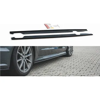 Tuning Maxton Design difuzory pod boční prahy pro Audi A6 C7 FL, černý lesklý plast ABS, S-Line