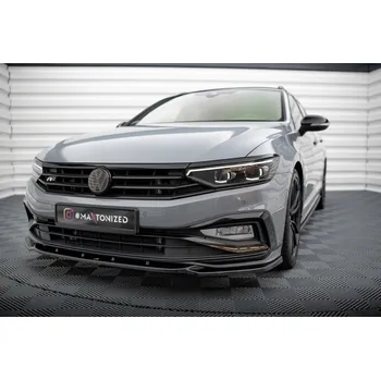 Nárazník Maxton Design spoiler pod přední nárazník ver.2 pro Volkswagen Passat Mk8 (B8) Facelift, černý lesklý plast ABS, R-Line