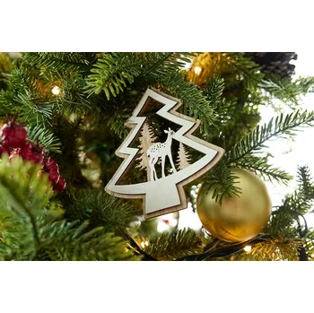 Velikonoční dekorace DECOLED Závěsná dřevěná dekorace, stromek, 13,5x12,5 cm