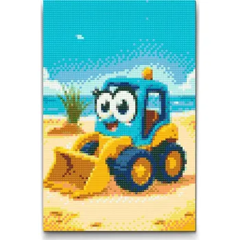 Diamantové malování Diamantové malování - Mini bagr pro děti Velikost: 40x60cm, Rámování: Pouze srolované plátno, Diamanty: Kulaté