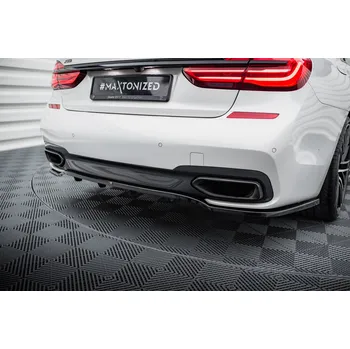 Autodíl Maxton Design středový spoiler pod zadní nárazník s žebrováním pro BMW řada 7 G11, černý lesklý plast ABS