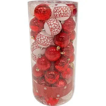 Velikonoční dekorace DECOLED Plastové ozdoby, prům. 6 cm, 50 ks, červená a bílá