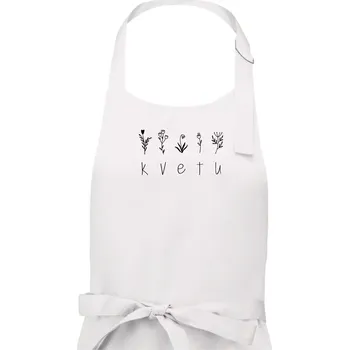 Kuchyňská zástěra Kvetu - Nápis s květinami - Pánská zástěra na vaření - Univerzální velikost ( Bílá )