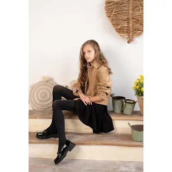 Dívčí tričko SPARKLE ME SPARKLE ME dětské punčocháče se třpytivou nití DR2519 kaštanové 128-134