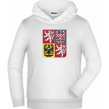 Chlapecké oblečení ON-DESIGN Dětská mikina s kapucí s českým znakem 2 Velikost: XL, Barva: bílá