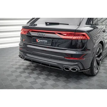 Nárazník Maxton Design středový spoiler pod zadní nárazník s žebrováním pro Audi SQ8 Mk 1, černý lesklý plast ABS