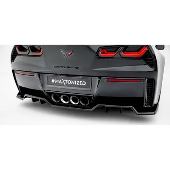 Nárazník Maxton Design středový spoiler pod zadní nárazník s žebrováním pro Chevrolet Corvette C7, černý lesklý plast ABS, Z06