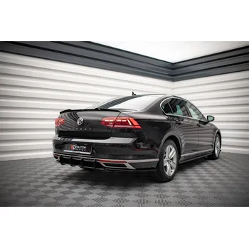 Autodíl Maxton Design "Street Pro" difuzor zadního nárazníku pro Volkswagen Passat Mk8 (B8) Facelift, plast ABS bez povrchové úpravy, s červenou linkou