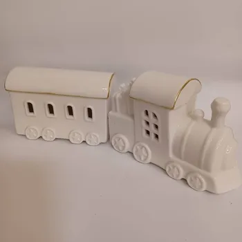 Velikonoční dekorace DECOLED Keramický vláček, 28,5 x 10,1 x 9,3 cm, teple bílá, 2xLR44