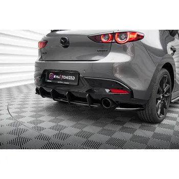 Autodíl Maxton Design "Street Pro" difuzor zadního nárazníku pro Mazda 3 Mk4, plast ABS bez povrchové úpravy, s červenou linkou