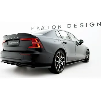 Autodíl Maxton Design spoiler pod zadní nárazník s žebrováním pro Volvo S60 R-Design Mk3, černý lesklý plast ABS