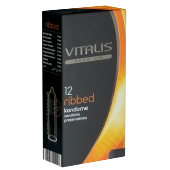Kondom VITALIS Premium Single: Ribbed, 12 condoms