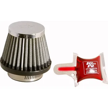Filtr pro motocykl K&N univerzální kulatý zkosený filtr se vstupem 43 mm a výškou 60 mm, kovový vrchlík SLEVA 8%
