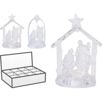 Vánoční dekorace LED betlém plast 70x110mm mix, čirá