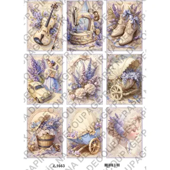 Umělecký papír Rýžový a soft papír na decoupage - Levandule dekorace - KB01663 Materiál: Soft, Rozměr: A4