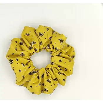 Bavlněná Scrunchie gumička žlutá L - klasik