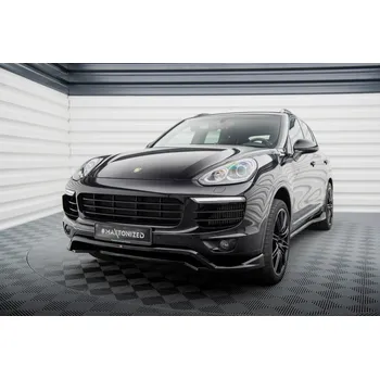 PC tuning Maxton Design spoiler pod přední nárazník pro Porsche Cayenne Mk2 Facelift, černý lesklý plast ABS