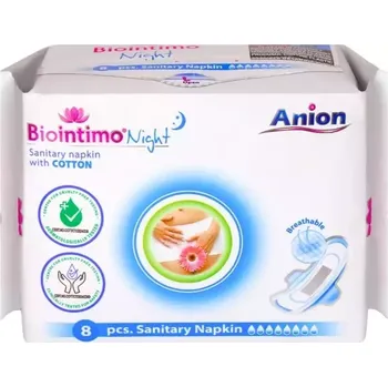 Menstruační vložka Anion BioIntimo dámské hygienické noční vložky 8ks s anionovým páskem