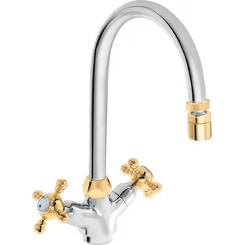 Vodovodní baterie Herz Stil z42 - baterie kuchyňská Design: chrom/zlatá, #UH08163: Baterie kuchyňská - nízkotlaká, kohoutková, Stil z42