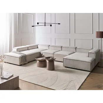 Sedací souprava Modulární pohovka taupe manšestrové čalounění 5místná rohová sedací souprava pravostranná moderní styl obývací pokoj Beliani