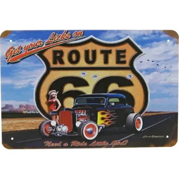 Plechová cedule Plechová cedule "Route 66" 20 x 30 cm (Plechová cedule na zeď)