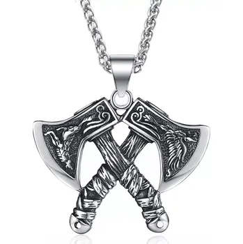 Přívěsek Přívěsek z chirurgické oceli vikingský přívěsek – Sekery Berserker - Model BEZ ŘETÍZKU (pouze přívěsek)