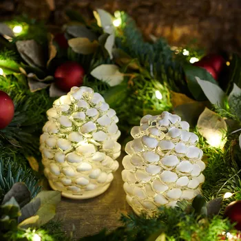 Vánoční dekorace SIRIUS LED skleněná dekorace šišky, sada 2 kusy, zasněžené