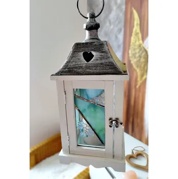 Lucerna Tiffany lucerna s modro zeleným sklem – světlo harmonie a čistoty 40cm KřídlAndělů