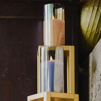 Svíčka DECOLED LED svíčka ve skle, 7,5 x 15 cm, zlatá