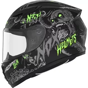 Helma na motorku BRUNOX přilba N731 ZUMBI, NOX, dětská (černá matná, zelená, vel. XL)