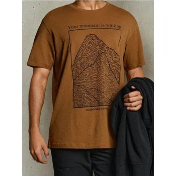 Sinsay - Bavlněné oversize tričko s potiskem - hnědá - 854GP-82X - 854GP-82X-3XL