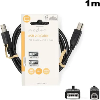 Datový kabel Nedis CCGL60100BK10 USB 2.0 kabel pro tiskárny AM - BM 1m