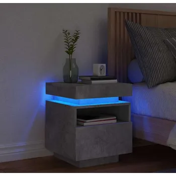 Noční stolek vidaXL Noční stolek s LED osvětlením 40 x 39 x 48,5 cm [836794] Barva: Betonová šedá