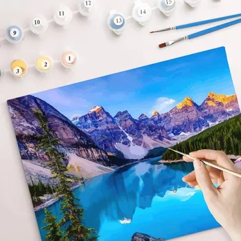 Malování podle čísel Horské jezero mix barev