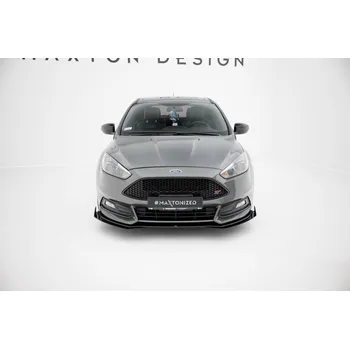 Autodíl Maxton Design "Street Pro" spoiler pod přední nárazník s křidélky pro Ford Focus ST Mk3 Facelift, plast ABS bez povrchové úpravy, s červenou linkou