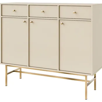 Komoda TOKYO 3 b | komoda 827 | 124,5 cm | béžová/zlatá