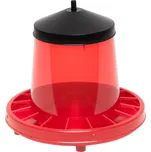 Tubusové krmítko pro kuřata a slepice závěsné, průhledné červené objem 8 kg