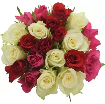 umělá květina Kytice 21 míchaných růží WHITE GRACIANA 40cm