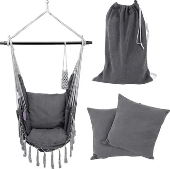 Zahradní houpačka MIADOMODO Závěsné houpací křeslo, antracit, dovnitř i ven