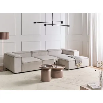 Pohovka 4místná modulární pohovka taupe manšestrové čalounění rohová levostranná černé nohy moderní styl obývací pokoj Beliani