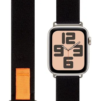 Řemínek na hodinky OBAL:ME textilní řemínek pro Apple Watch 42-49mm M-L Black/Orange