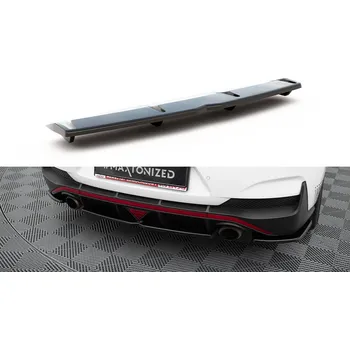 Nárazník Maxton Design středový spoiler pod zadní nárazník s žebrováním pro Hyundai i30 N Mk3, černý lesklý plast ABS, fastback